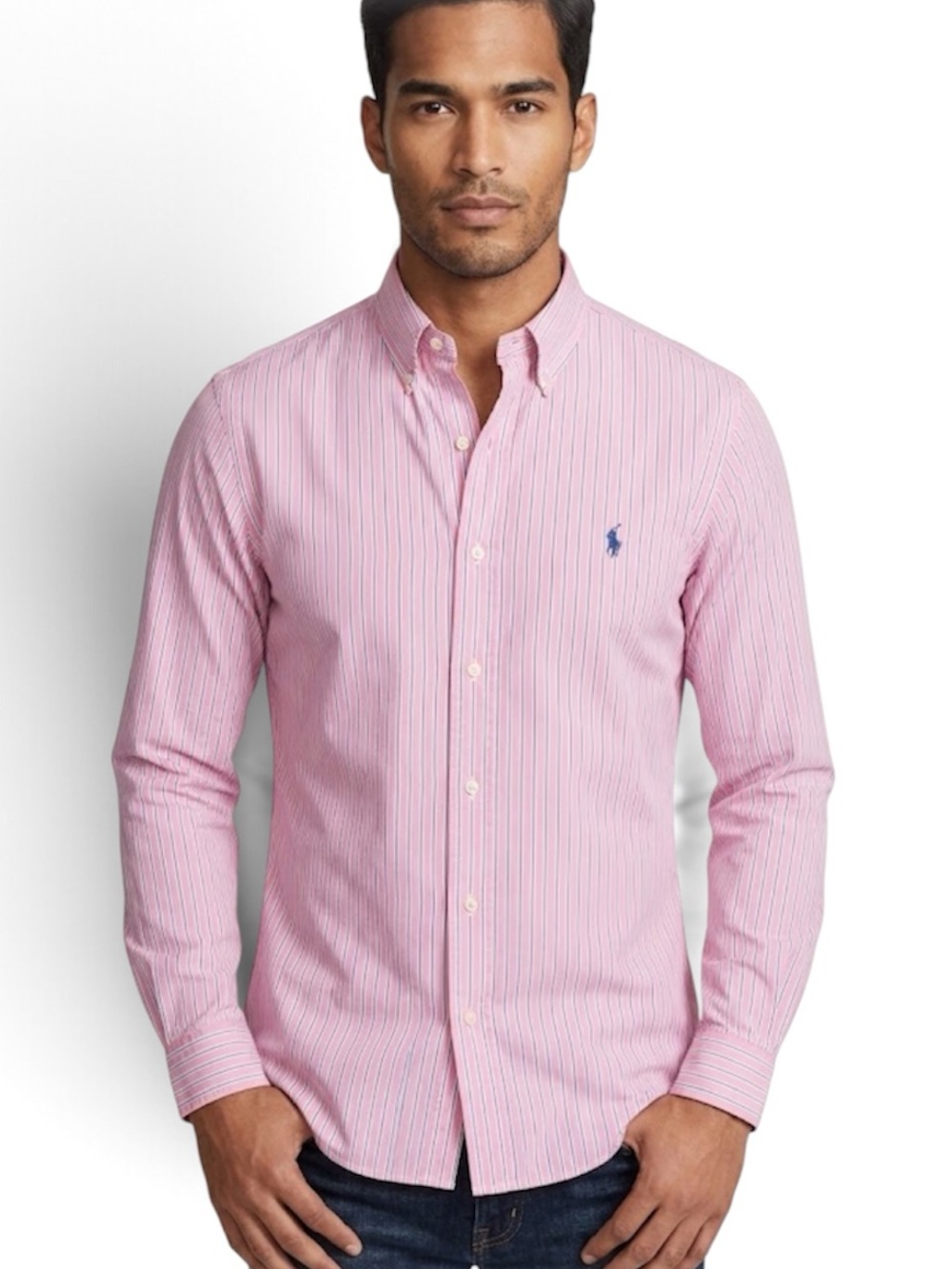 Polo Ralph Lauren Striped Pink Cotton Oxford Shirt